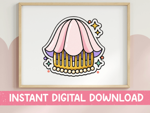 Adorable Pearl Oyster Shell with Comb Sticker: Your New Favorite Design Asset