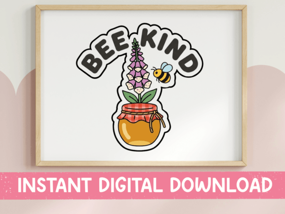 Bee Kind Honey Jar and Flower Sticker: A Sweet Design Asset