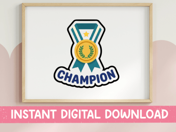 Celebrate Every Victory with the Champion Medal Ribbon Sticker