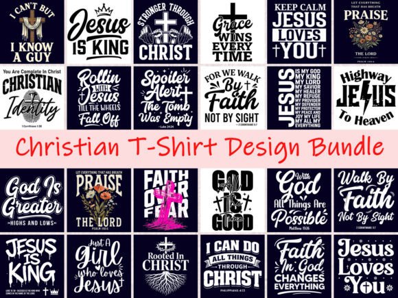 Christian T-Shirt Design Bundle: Faith-Forward Graphics for Creators