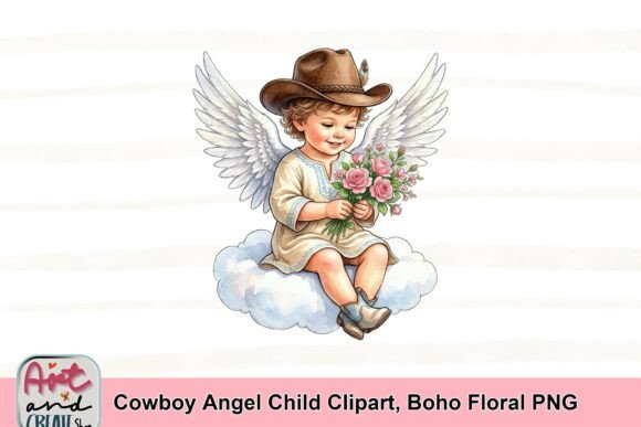 Cowboy Angel Child Clipart: A Whimsical Design Asset