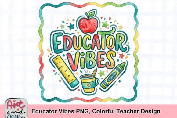 Educator Vibes PNG: A Colorful Teacher Design for Creative Projects