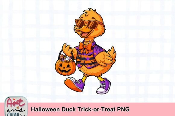 Enchant Your Projects with Halloween Duck Trick-or-Treat PNG