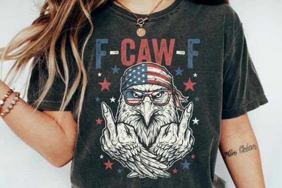F-Caw-F Bald Eagle Patriotic Middle Fing: A Bold Graphic for Rebel Brands