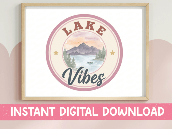 Soft Palette Perfection: The Lake Vibes Round Badge Blush Design
