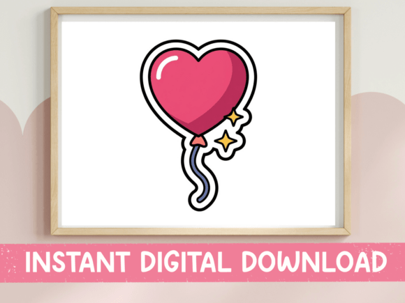 Sweeten Your Designs with the Pink Heart Balloon Sparkles Sticker