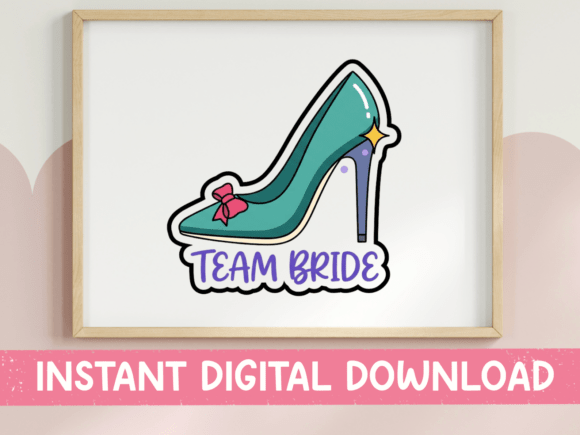Team Bride Teal Heel Shoe Sticker for Bridal Party Glam