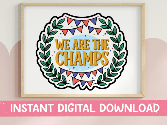 We Are the Champs Laurel Wreath Sticker